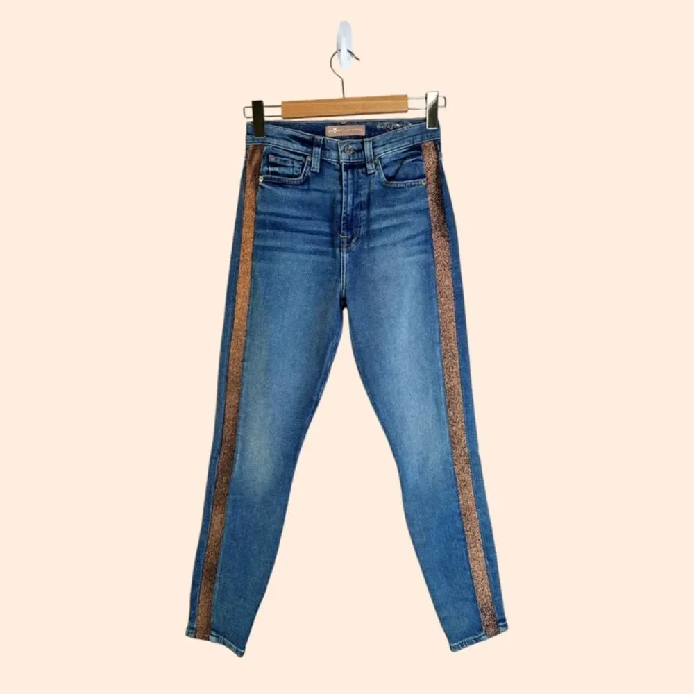 7 For All Mankind Luxe Skinny Jeans Gold